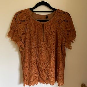 J. Crew Burnt Orange Lace Blouse